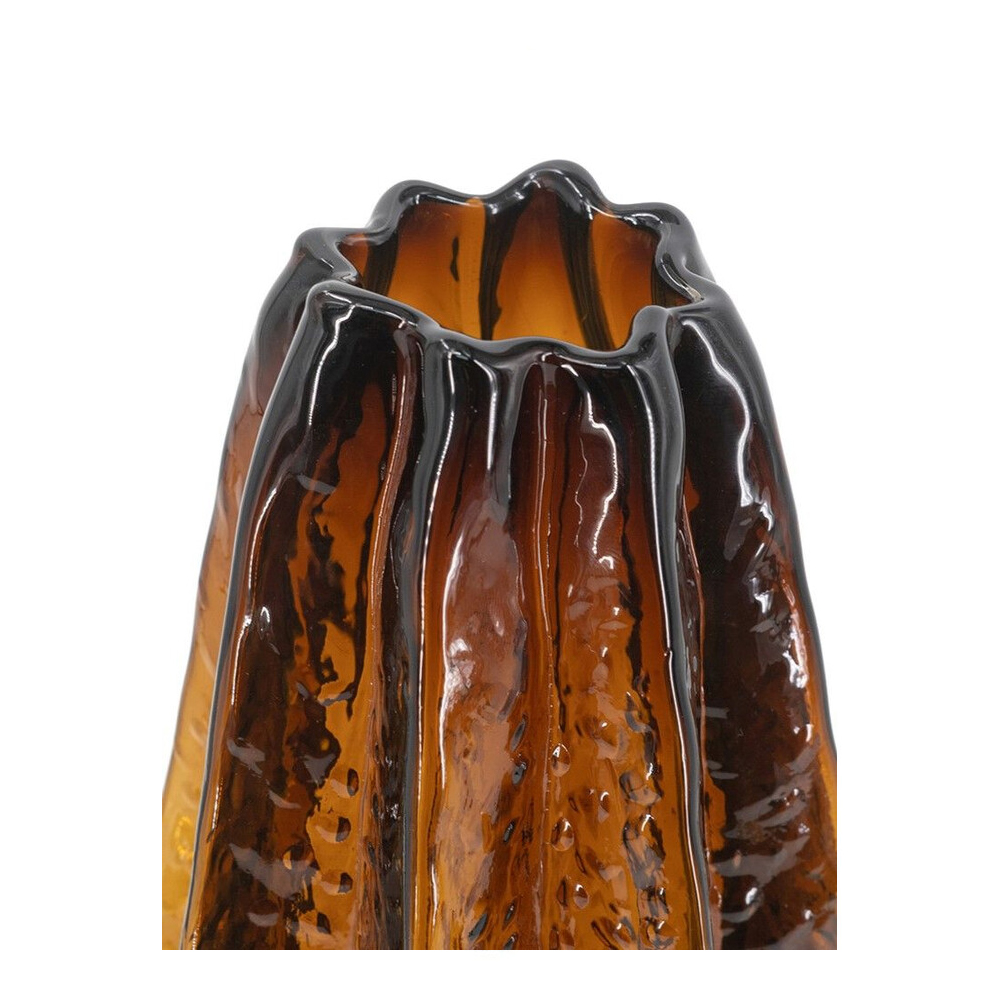 Ваза стеклянная янтарного цвета с текстурированным силуэтом Carambola