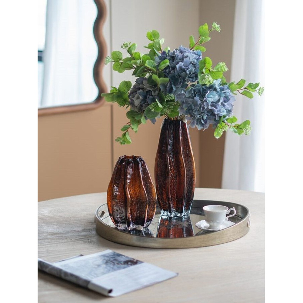 Ваза стеклянная янтарного цвета с текстурированным силуэтом Carambola