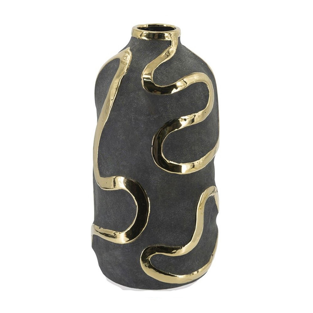 Ваза с золотыми акцентными полосами на черном матовом фоне Accent Tape