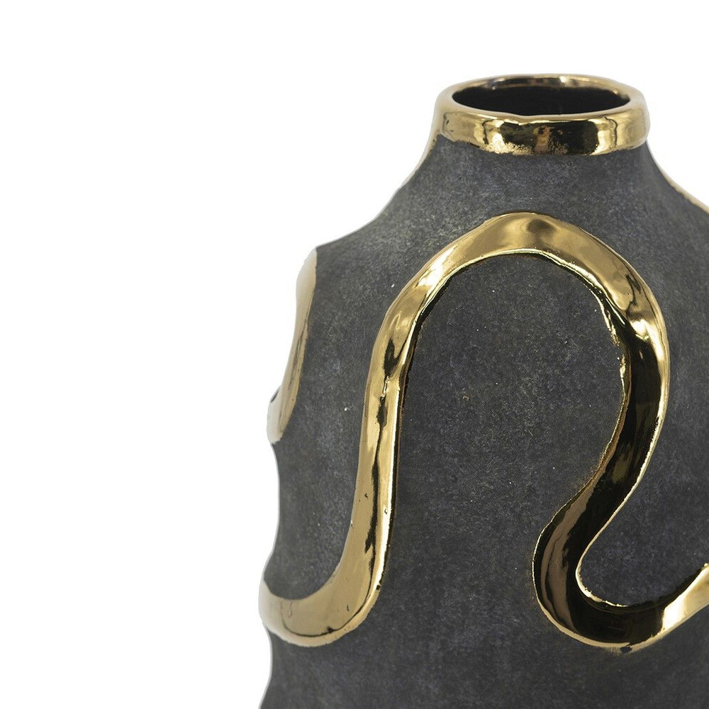 Ваза с золотыми акцентными полосами на черном матовом фоне Accent Tape