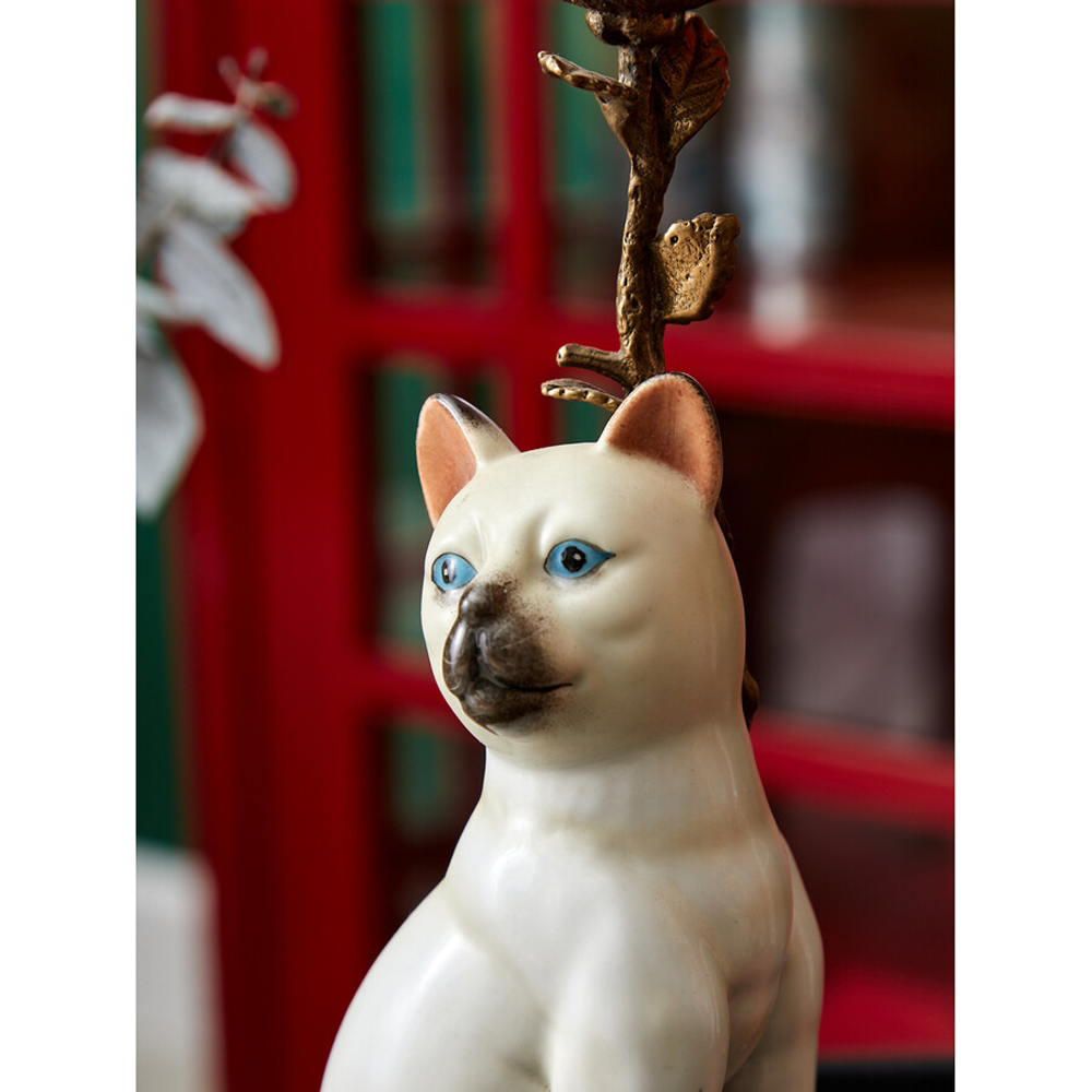 Подсвечник в виде кошки из фарфора с бронзовыми элементами Paradise Cat