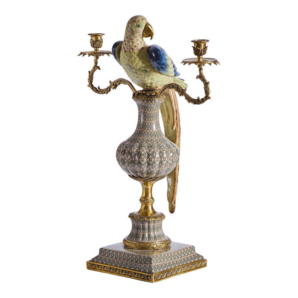 Подсвечникв образе попугая из фарфора с бронзовыми элементами Eden Garden