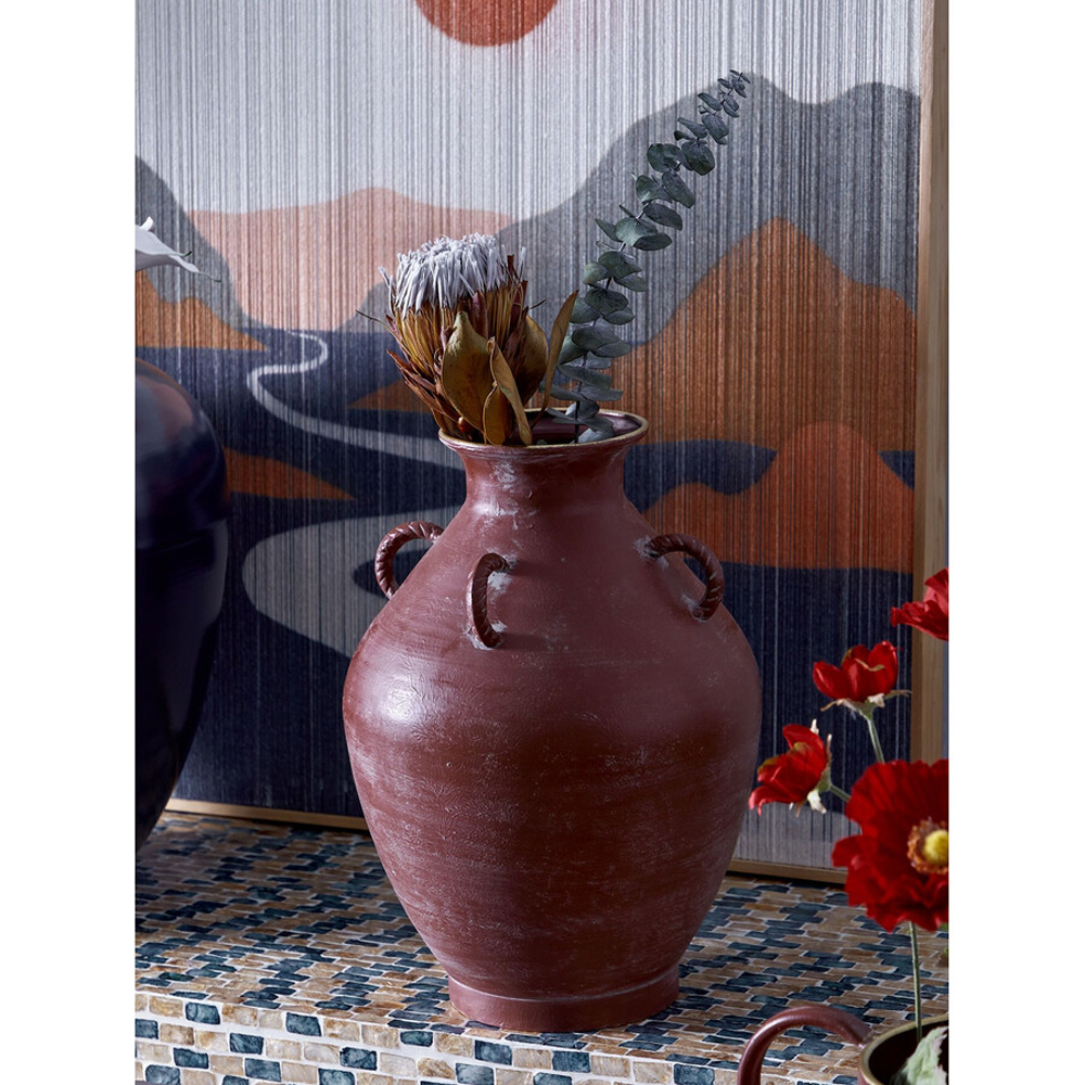 Ваза бордовая с 4-мя фактурными ручками Vase Burgundy Glaze