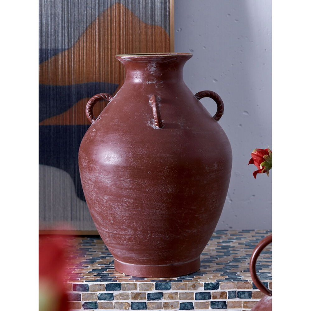 Ваза бордовая с 4-мя фактурными ручками Vase Burgundy Glaze
