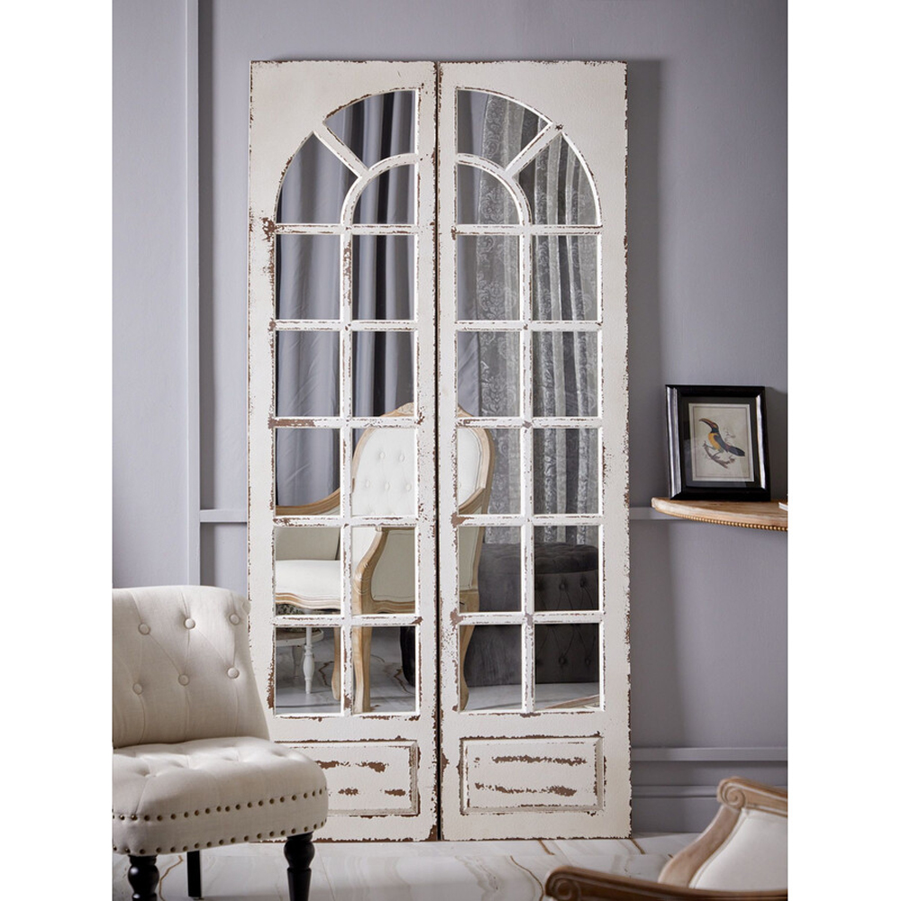 Зеркало-окно с эффектом старения в венецианском стиле Venetian White Mirror