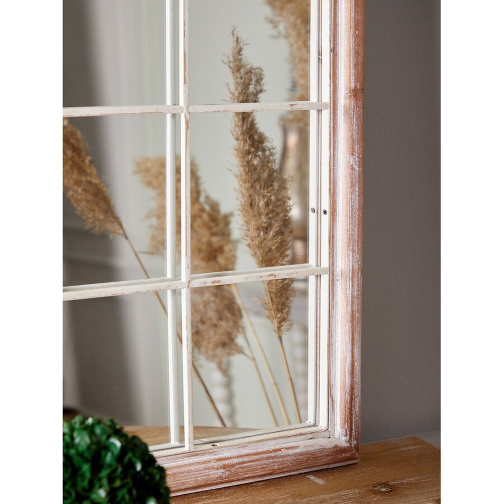Зеркало-окно настенное в венецианском стиле с деревянной рамой бежевого цвета Venetian Smooth