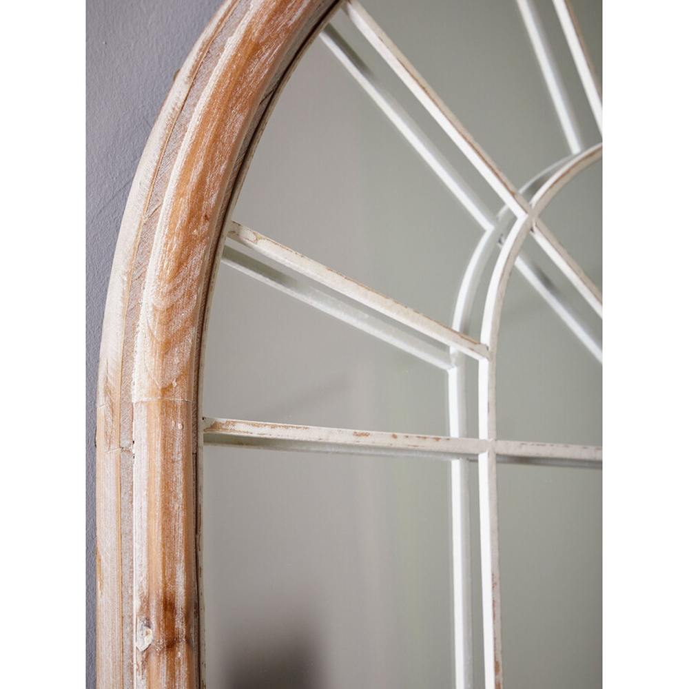 Зеркало-окно настенное в венецианском стиле с деревянной рамой бежевого цвета Venetian Smooth