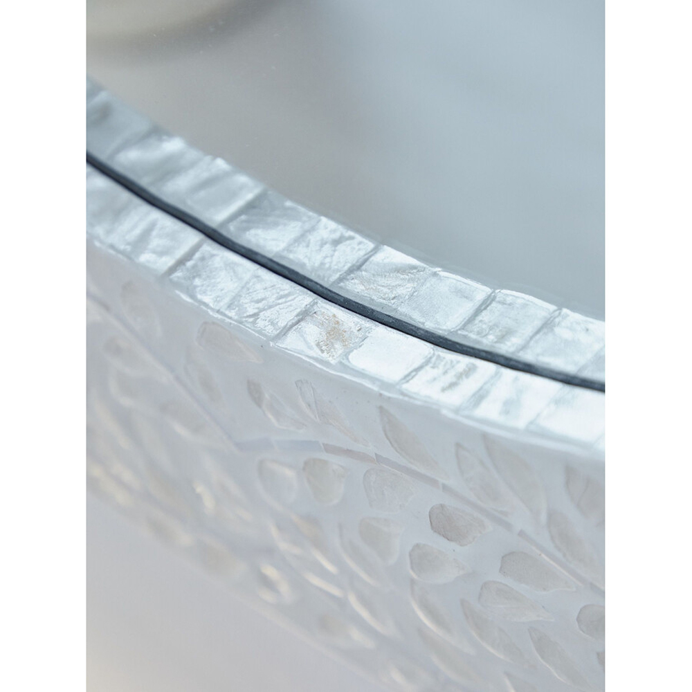 Зеркало круглое инкрустированное раковинами устриц Bone Inlay Dome Mirror White
