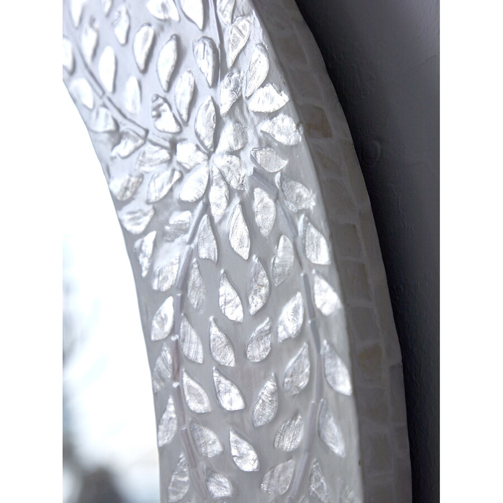 Зеркало круглое инкрустированное раковинами устриц Bone Inlay Dome Mirror White