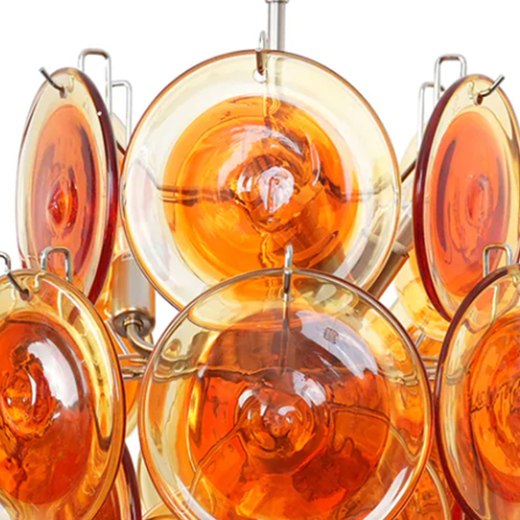 Люстра из оранжевых стеклянных дисков OrangeGlowing Reflectors