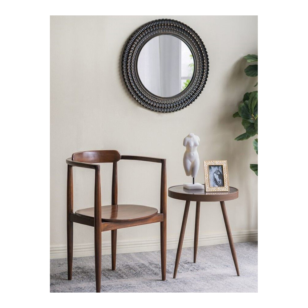 Зеркало круглое с текстурированным дизайном рамы Helios