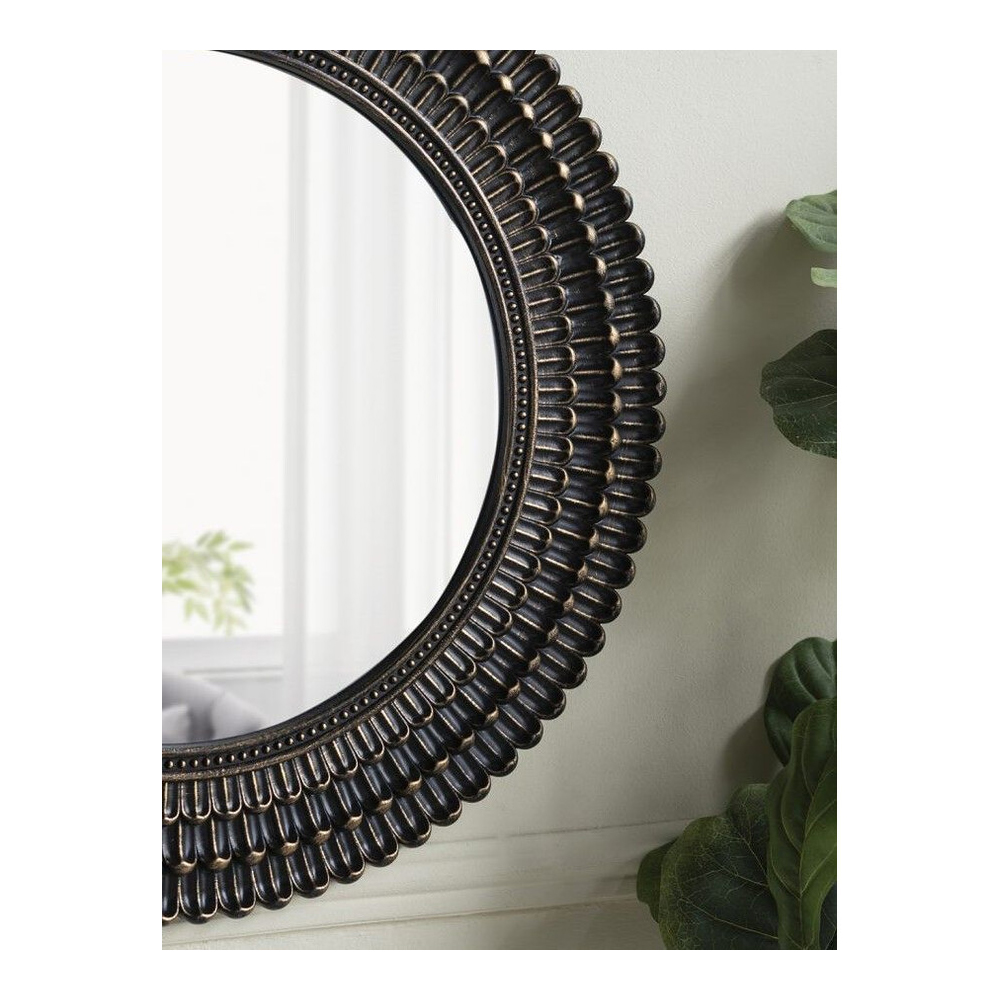 Зеркало круглое с текстурированным дизайном рамы Helios