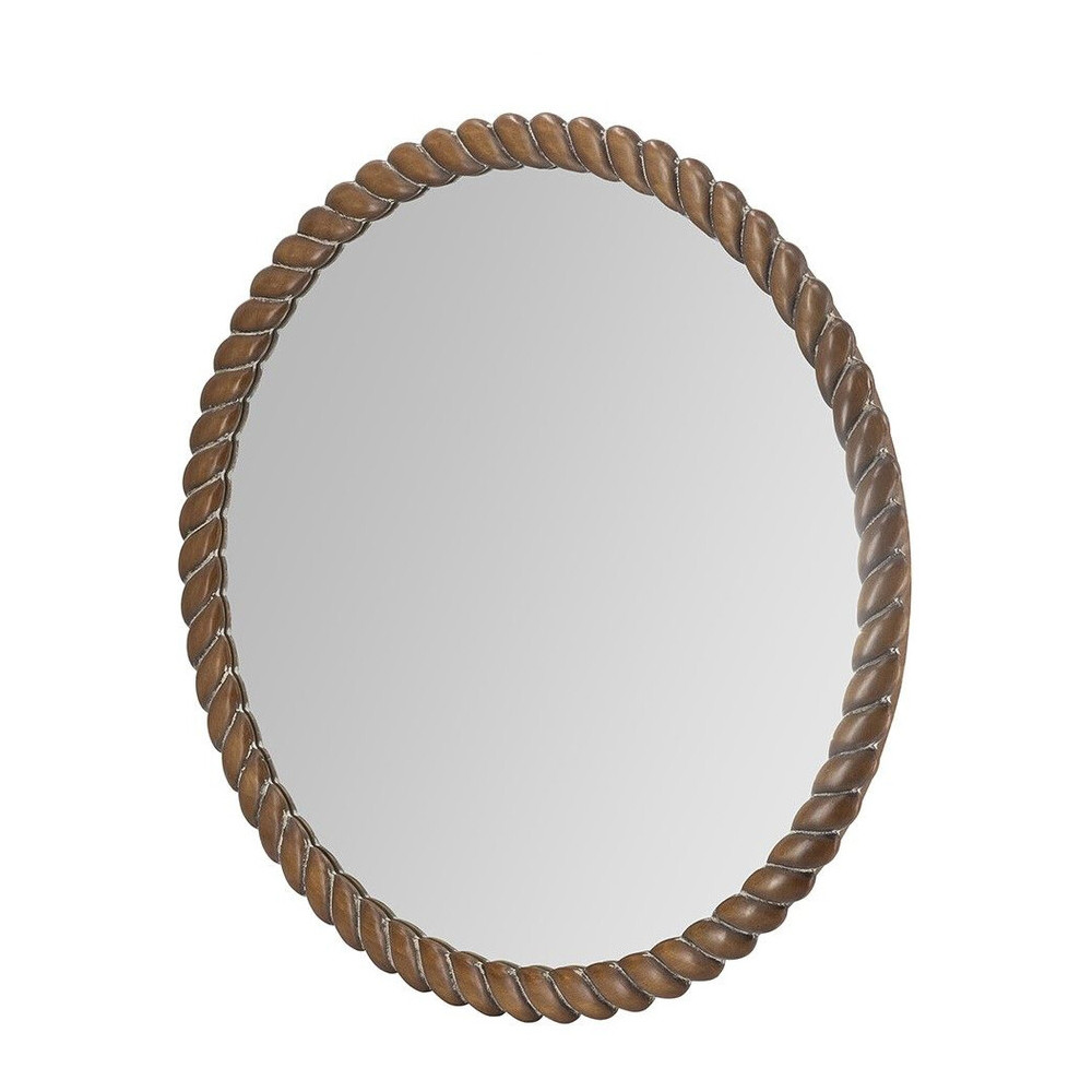 Зеркало круглое с текстурной рамой из натурального дерева  Pine Wall Mirror