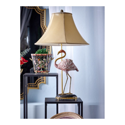 Настольная лампа с абажуром Розовый Фламинго Porcelain Flamingo Lamp