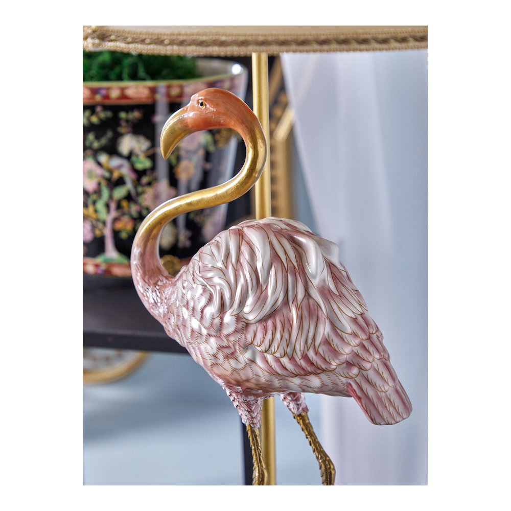Настольная лампа с абажуром Розовый Фламинго Porcelain Flamingo Lamp