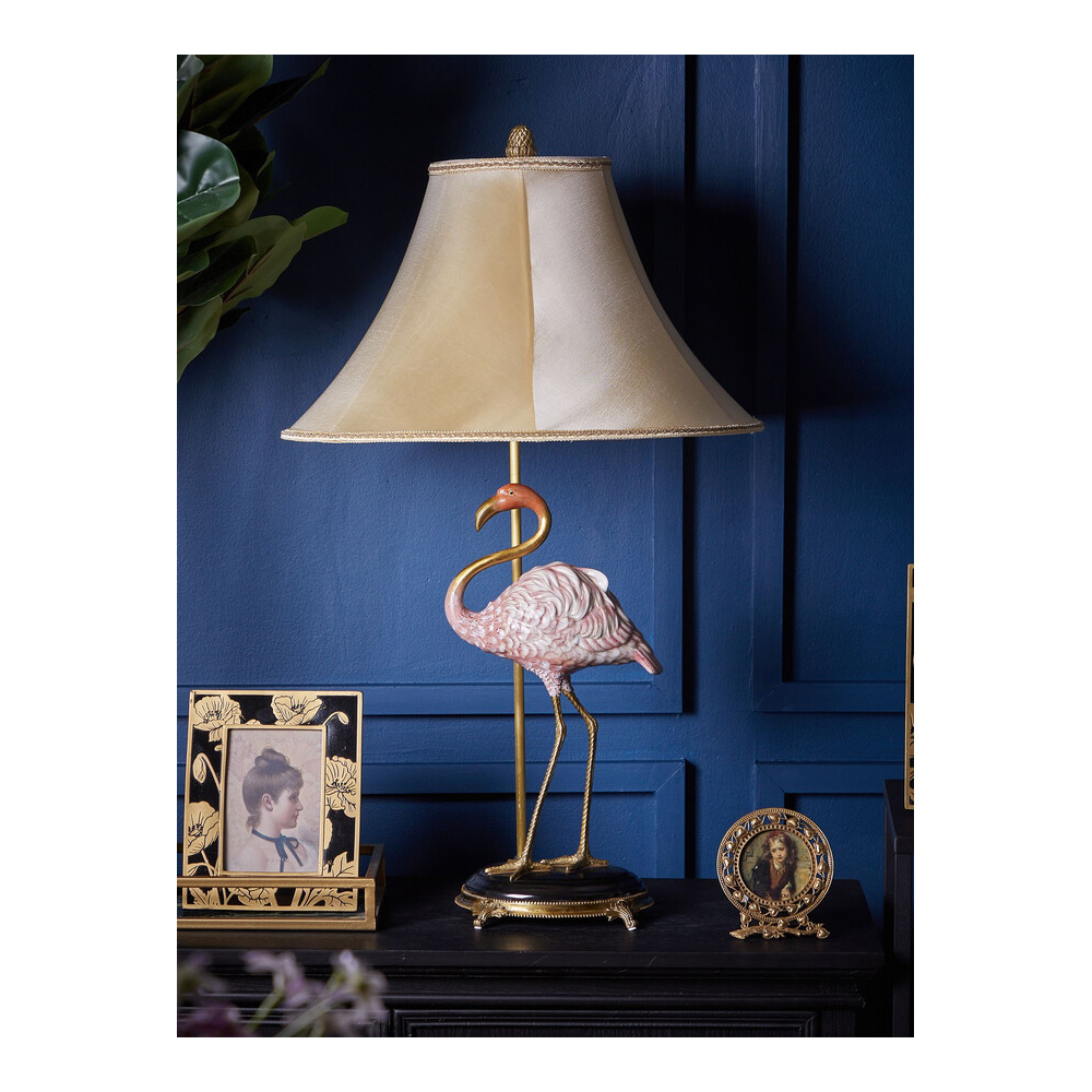 Настольная лампа с абажуром Розовый Фламинго Porcelain Flamingo Lamp