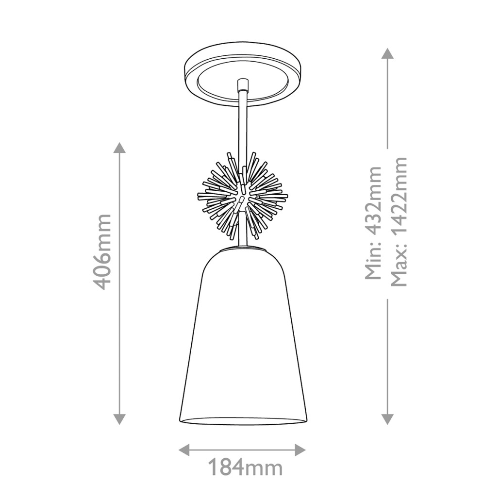 Подвесной светильник золотого цвета с колоколообразным стеклянным плафоном и декоративным элементом Elstead Lighting