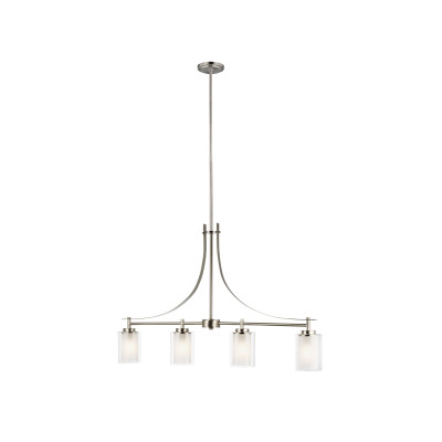 Люстра подвесная цвета никель с четырьмя матовыми стеклянными плафонами в современном стиле Generation Lighting