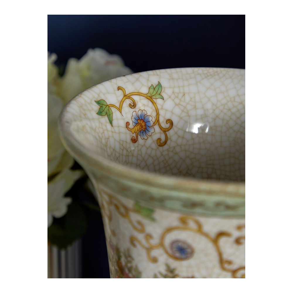Ваза из фарфора на бронзовом основании Turquoise Blooming Garden