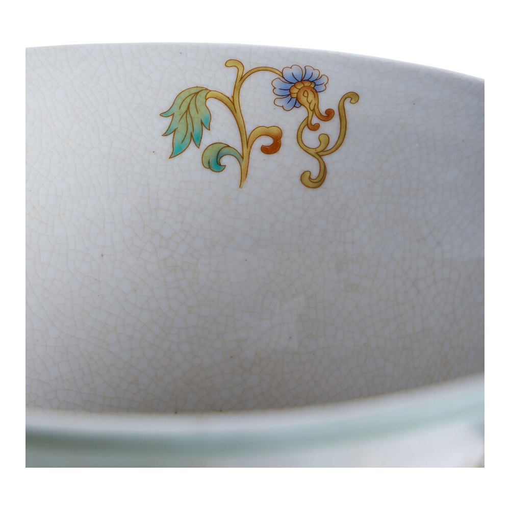 Ваза высокая из фарфора на бронзовом основании Turquoise Blooming Garden