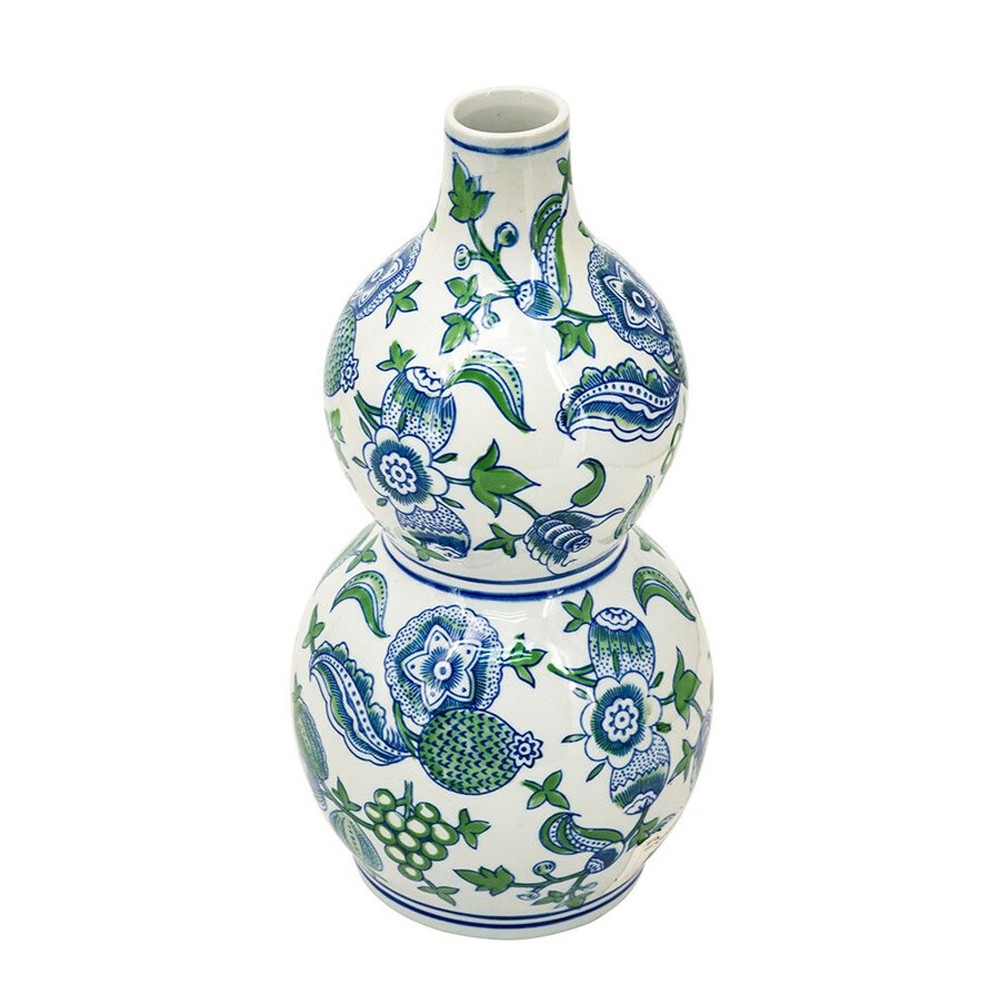 Ваза фигурная с сине-зелеными узорами распустившихся цветов Blossoming Spring