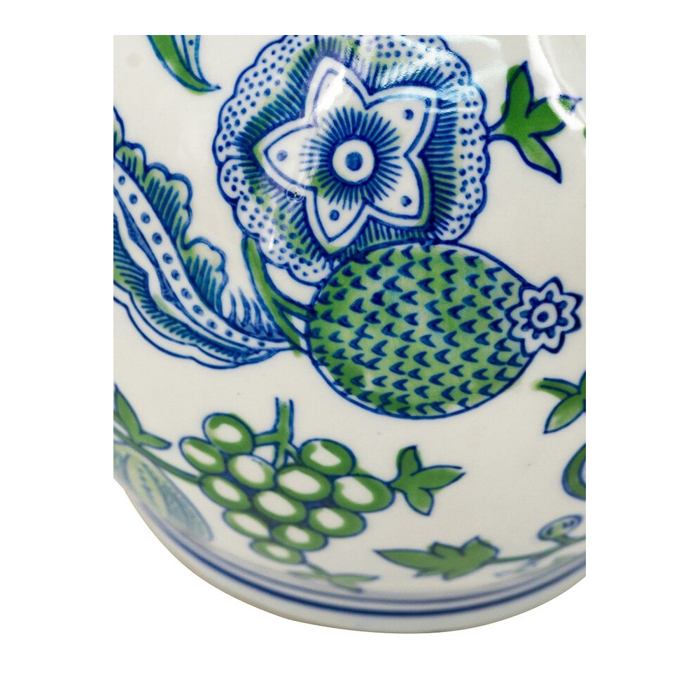 Ваза фигурная с сине-зелеными узорами распустившихся цветов Blossoming Spring