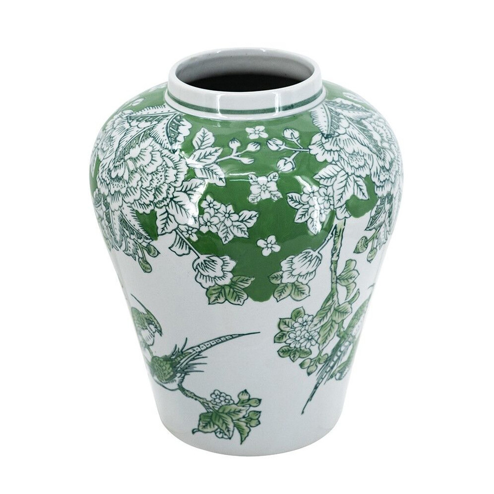 Ваза с зелеными цветочными и птичьими мотивами Vase Inspired by Nature