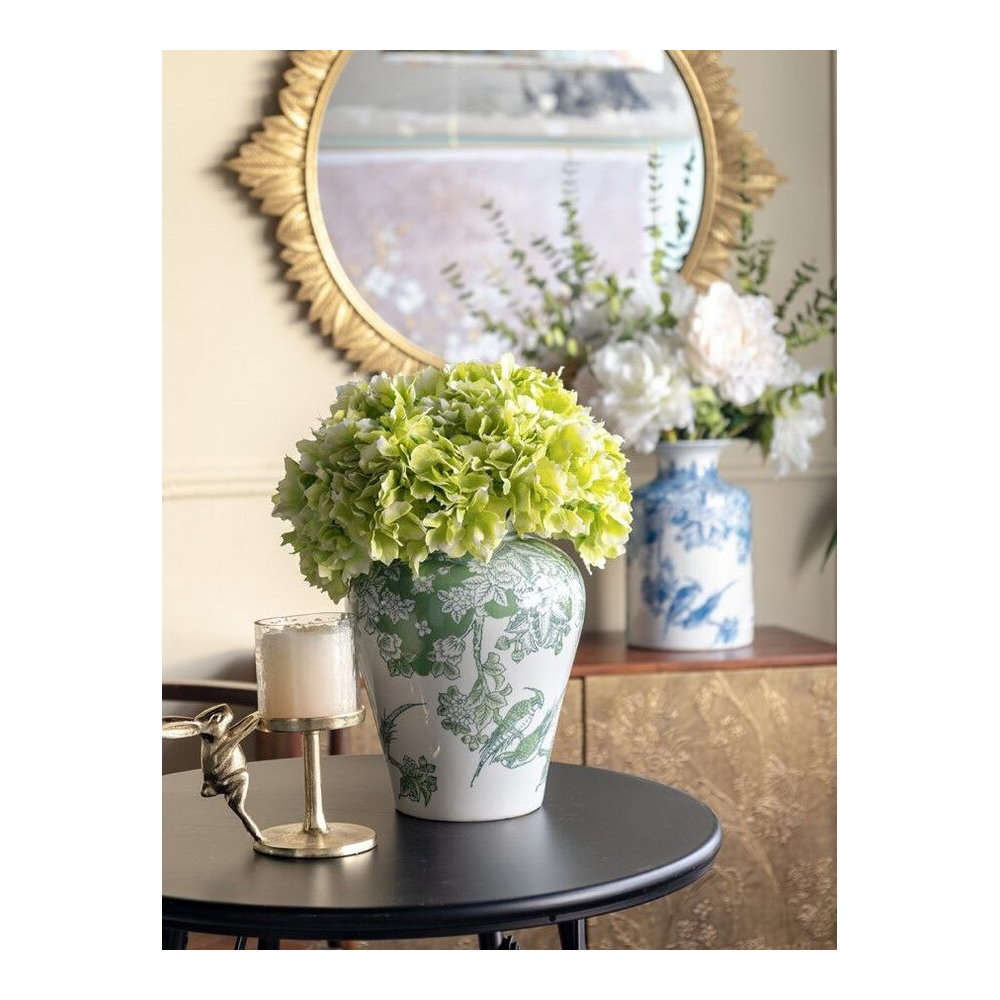 Ваза с зелеными цветочными и птичьими мотивами Vase Inspired by Nature