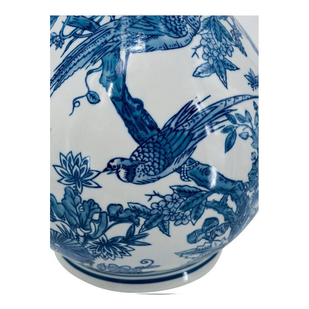 Ваза с мотивами цветущего сада с попугаями Blue Vase Inspired by Nature