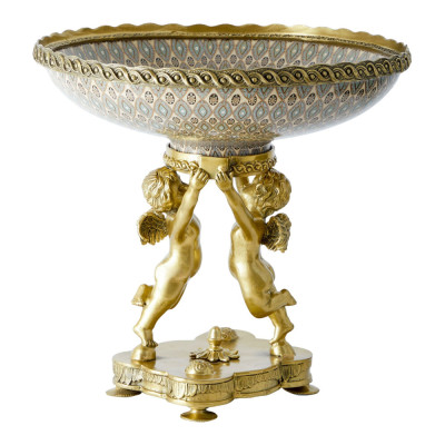 Чаша фарфоровая на двух бронзовых ангелах Eden Garden