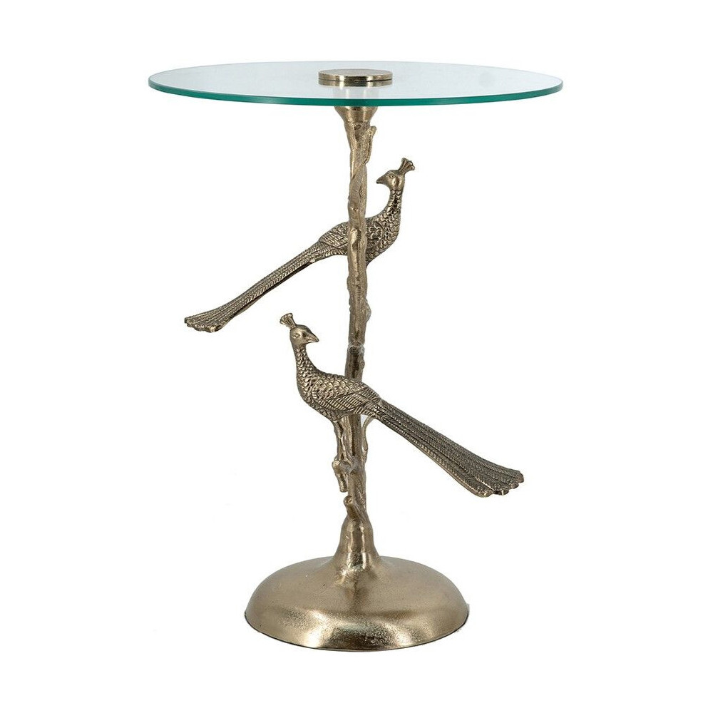 Столик с круглой стеклянной столешницей и корпусом в виде двух павлинов на ветке Table Two Peacocks