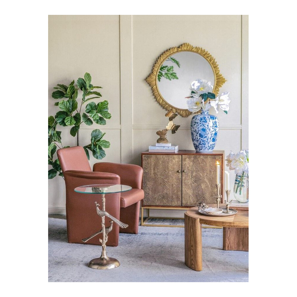 Столик с круглой стеклянной столешницей и корпусом в виде двух павлинов на ветке Table Two Peacocks