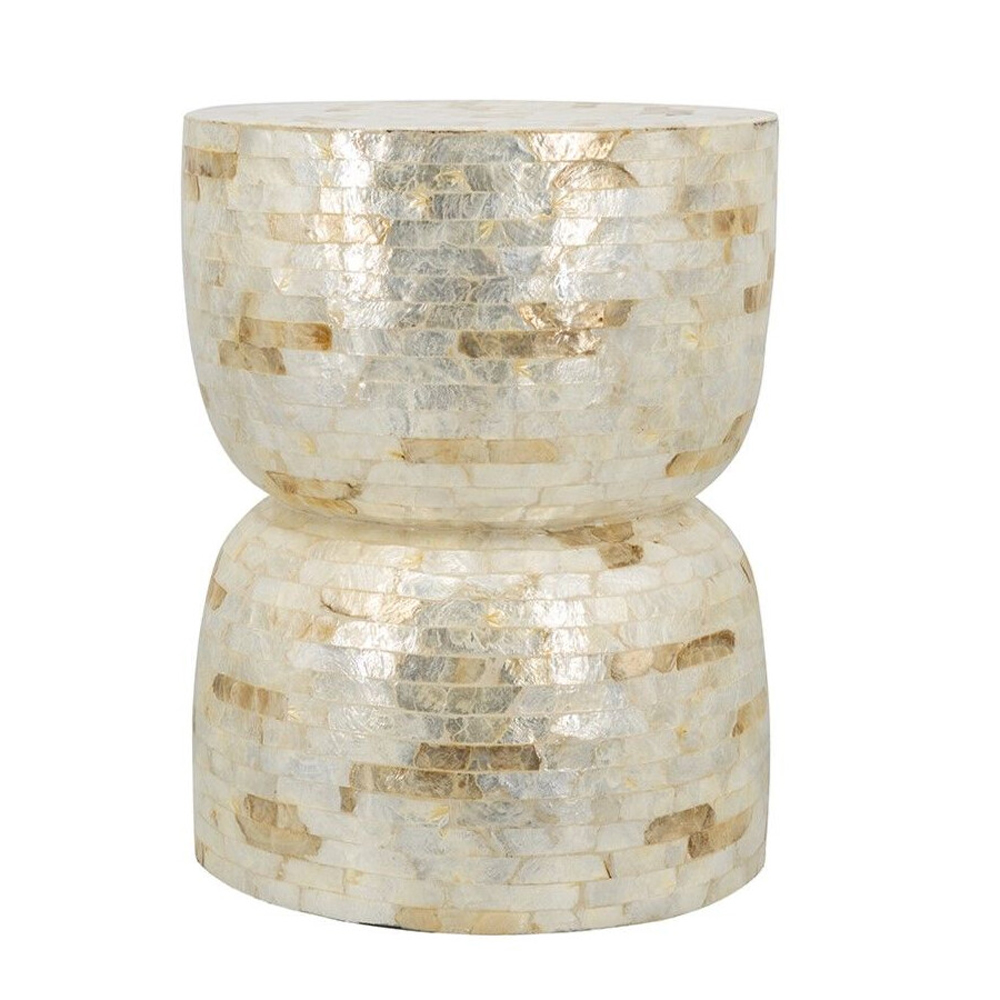 Приставной столик с мозаичным рисунком из раковин устриц Bone Inlay