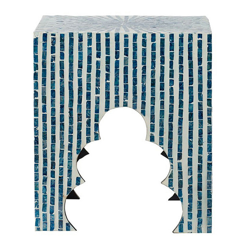 Приставной столик с инкрустацией раковинами устриц Bone Inlay