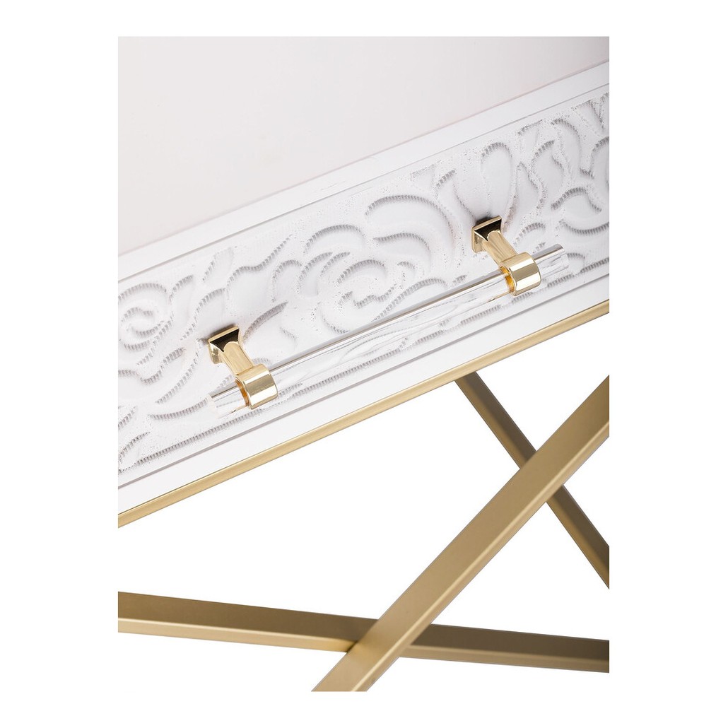 Приставной столик с выдвижным ящиком White Table Carved Pattern