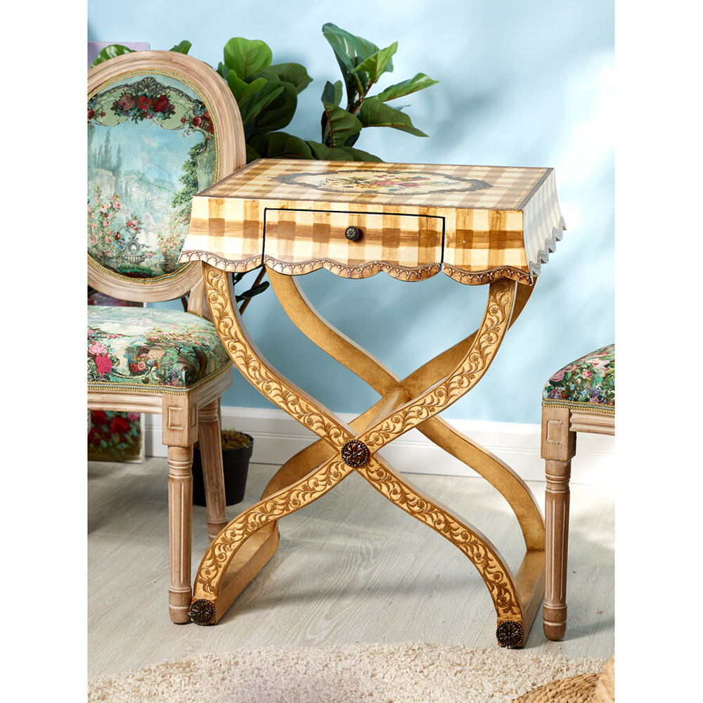 Приставной столик с ящиком в стиле ретро Vintage Rustic Tablecloth