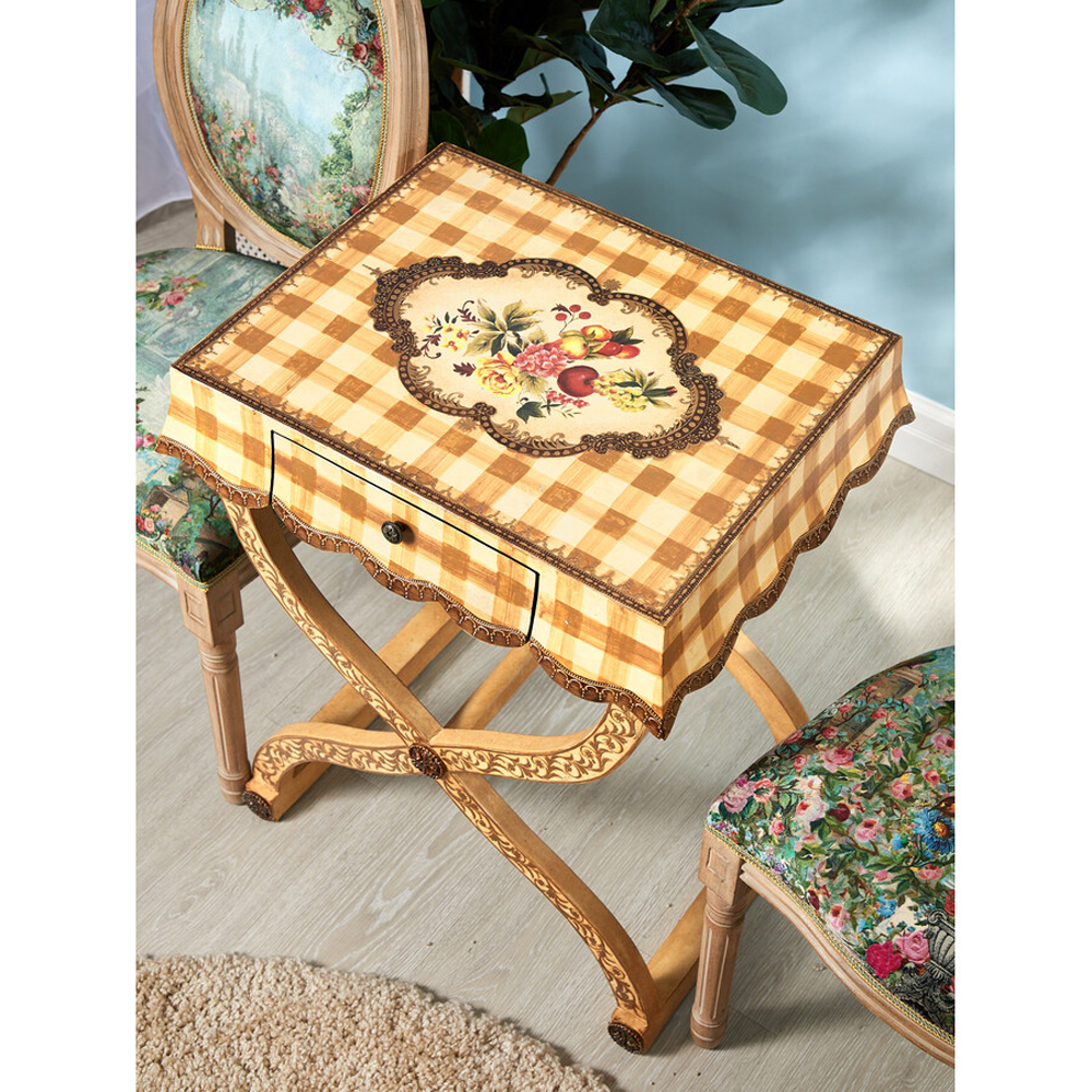 Приставной столик с ящиком в стиле ретро Vintage Rustic Tablecloth