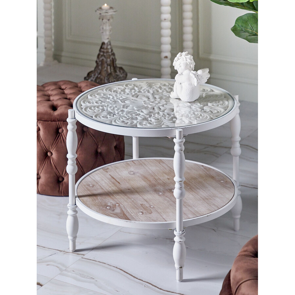 Журнальный столик из натурального дерева в винтажном стиле Openwork Coffee Table