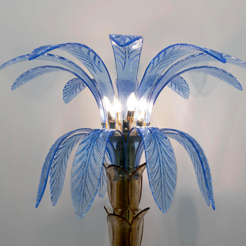 Торшер Glass Decorated Palm Floor Lamp Blue Листья Пальмы