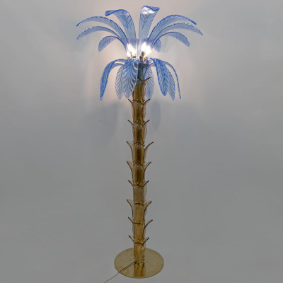 Торшер Glass Decorated Palm Floor Lamp Blue Листья Пальмы