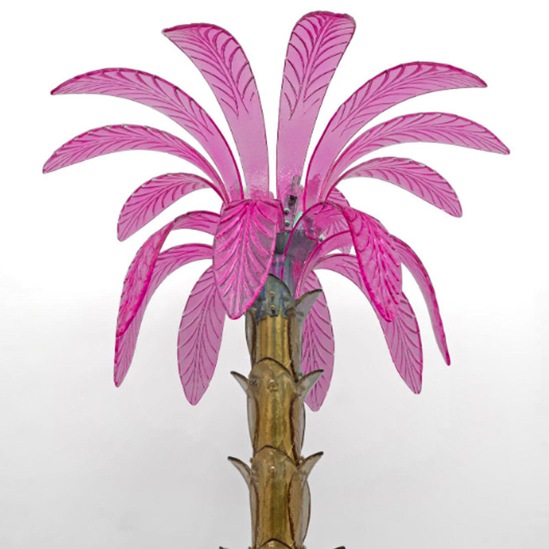 Торшер Glass Decorated Palm Floor Lamp Pink Листья Пальмы