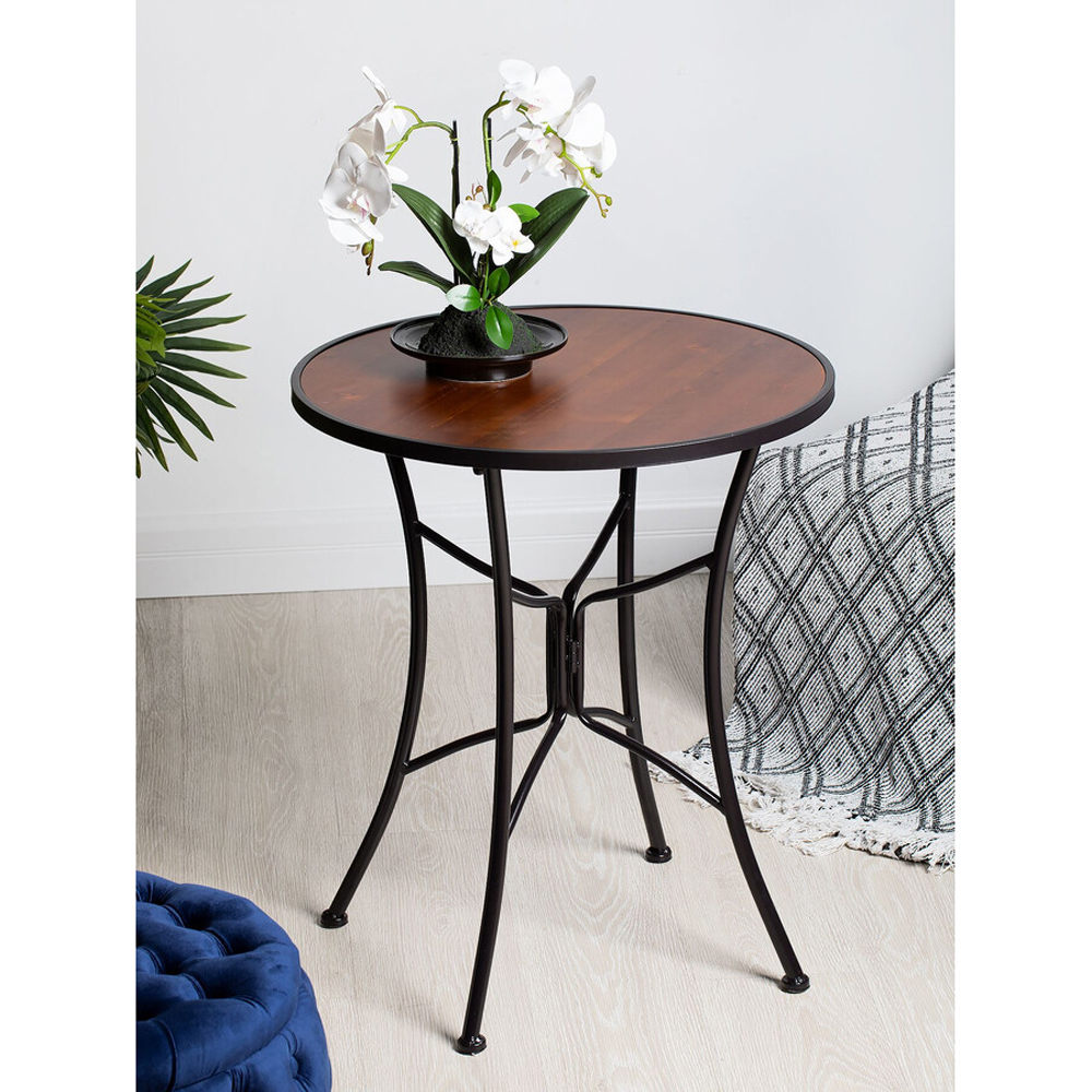 Столик приставной с круглой столешницей на металлическом черном основании Scenical Table