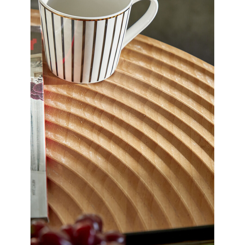 Журнальный столик с круглой фактурной столешницей из натурального дерева Vortex