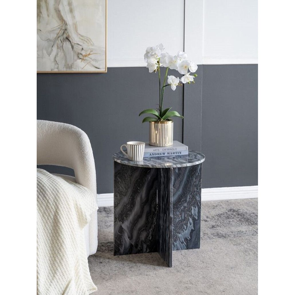 Столик кофейный с столешницей из черного мрамора Compact Black Marble Table
