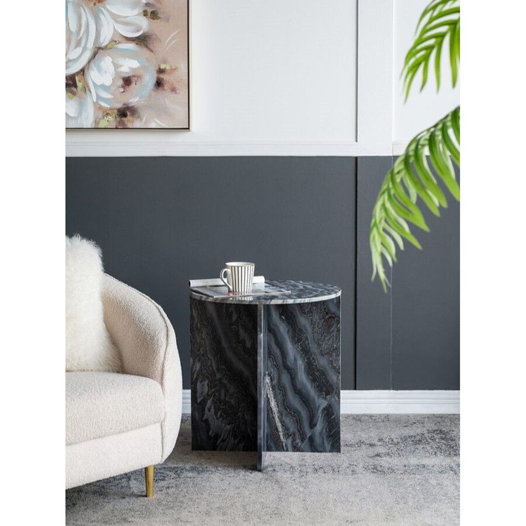 Столик кофейный с столешницей из черного мрамора Compact Black Marble Table