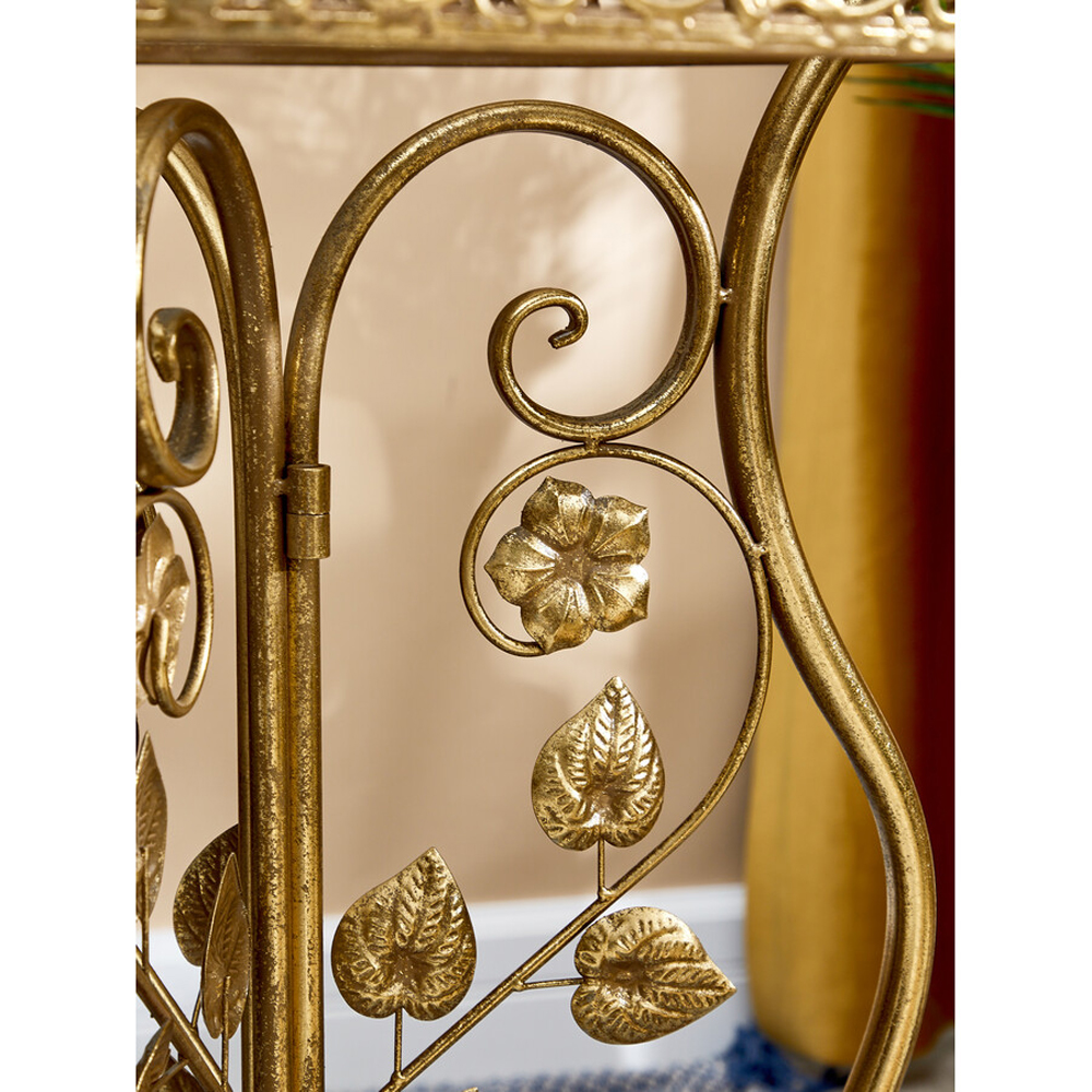 Столик приставной золотистый с орнаментом на столешнице Tanzania