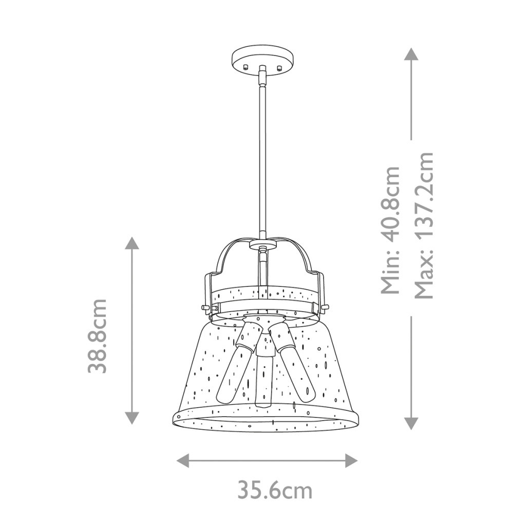 Подвесной светильник с прозрачным стеклянным плафоном в форме колокола с эффектом пузырьков и тремя лампами Quoizel