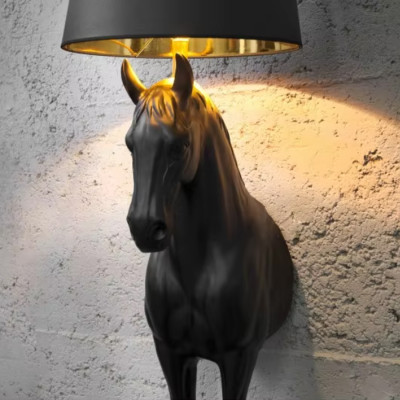 Horse Statue Floor Lamp Большой светильник Черная Лошадь