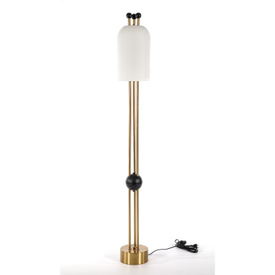 Торшер с белым фактурным абажуром и декором из черных сфер Echoes of Light