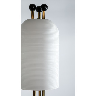 Торшер с белым фактурным абажуром и декором из черных сфер Echoes of Light